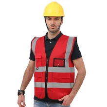 Светоотражающий защитный жилет высокой видимости, рабочий светоотражающий жилет, мульти карманы, рабочая одежда, безопасный жилет для мужчин