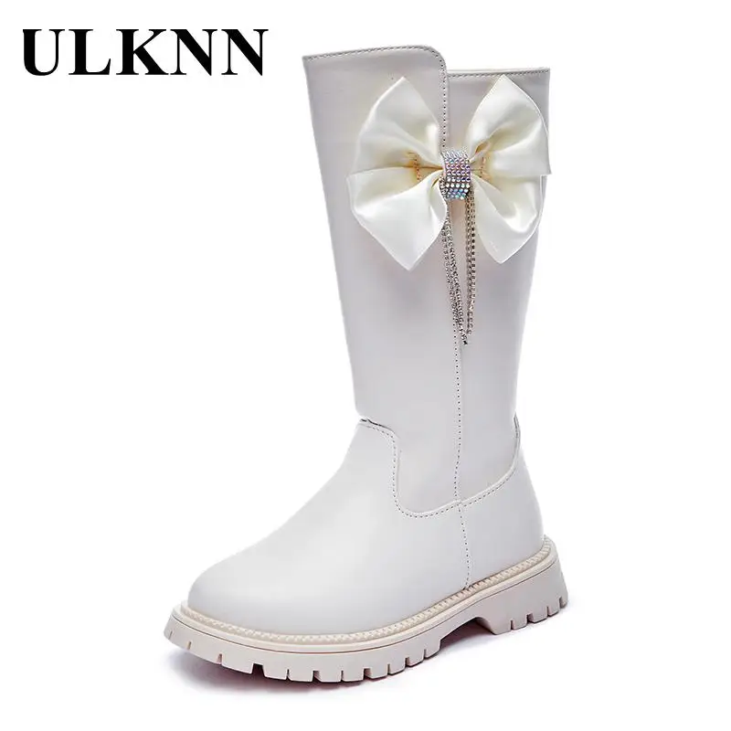 Girl's Kid's Add Flocking Boots Brim Cuhk Children's Boots Child White Push Princess Boots children High Shoes In Winter