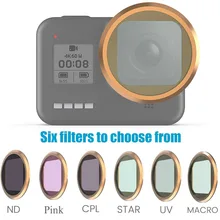 Фильтр для GoPro Hero 8 из алюминиевого оптического стекла UV CPL ND4 ND8 ND16 ND32 Star Pink Macro для Go pro Hero8 аксессуары для объектива камеры