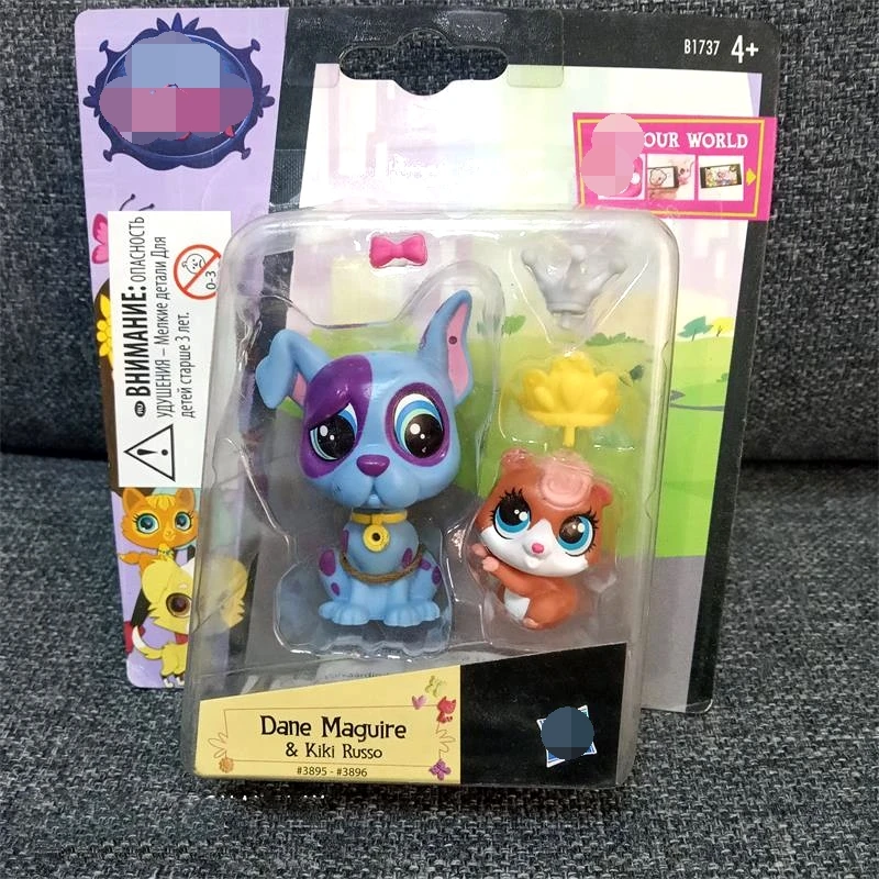 BIXE 1 комплект Оригинальная lps Pet Shop Dane Maguire и Kiki Russon animal 2 дюйма фигурка lps детские игрушки подарок с коробкой