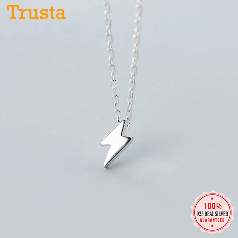 Trusta Lightning Necklace 925 Sterling Silver Made Real Silver Pendant Girls Love Gift for Women Necklaces Jewelry DS2356