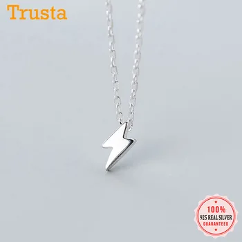 Trusta Lightning Necklace 925 Sterling Silver Made Real Silver Pendant Girls Love Gift for Women Necklaces Jewelry DS2356