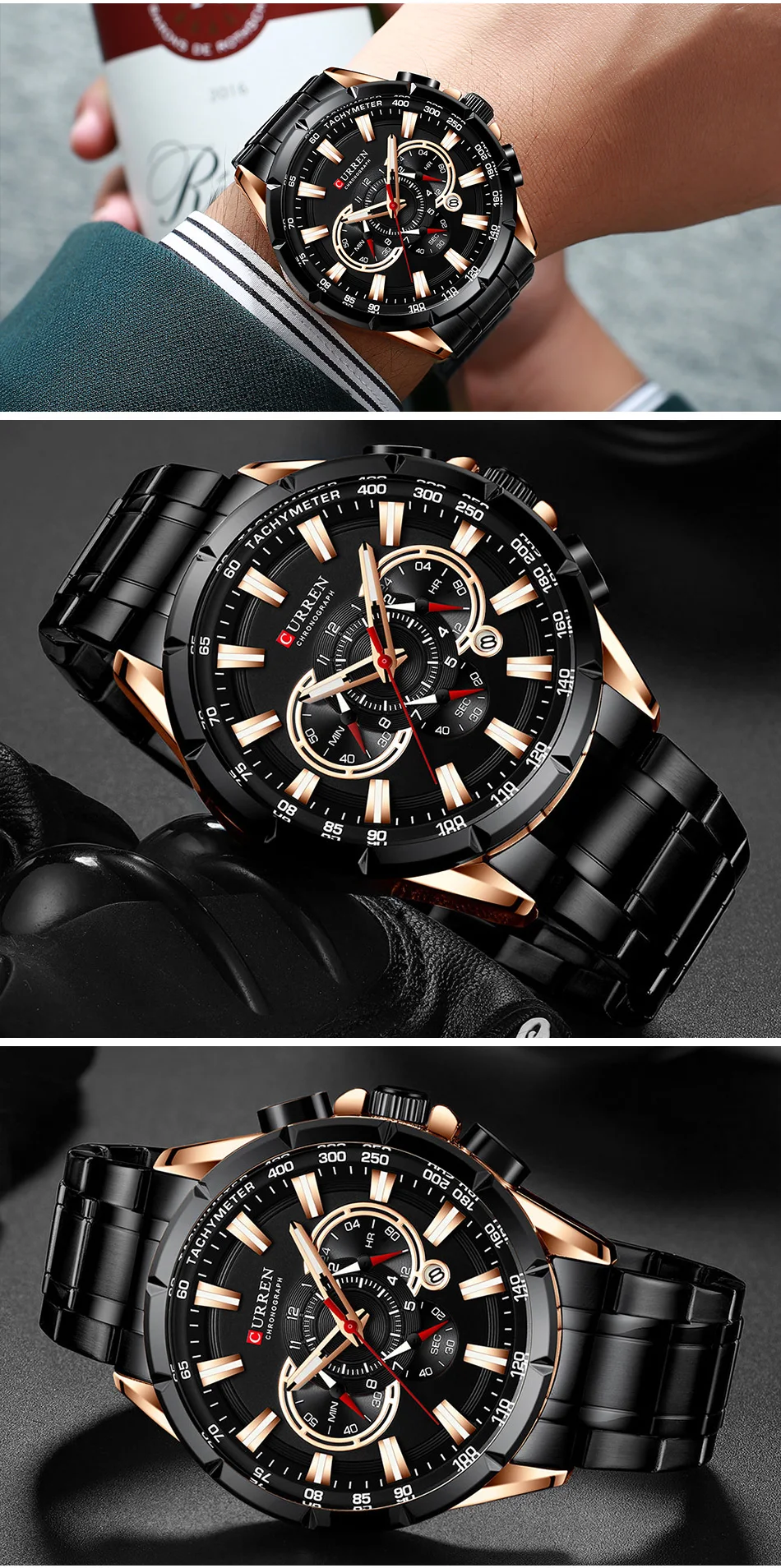 Curren мужские часы Топ бренд класса люкс хронограф кварцевые мужские часы водонепроницаемые спортивные наручные часы мужские часы из нержавеющей стали
