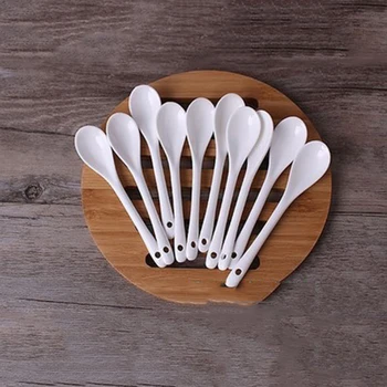 

25PCS Creative Long Handle Ceramic Small Spoon Seasoning Mixing Spoon Coffee Spoon Seasoning Spoon