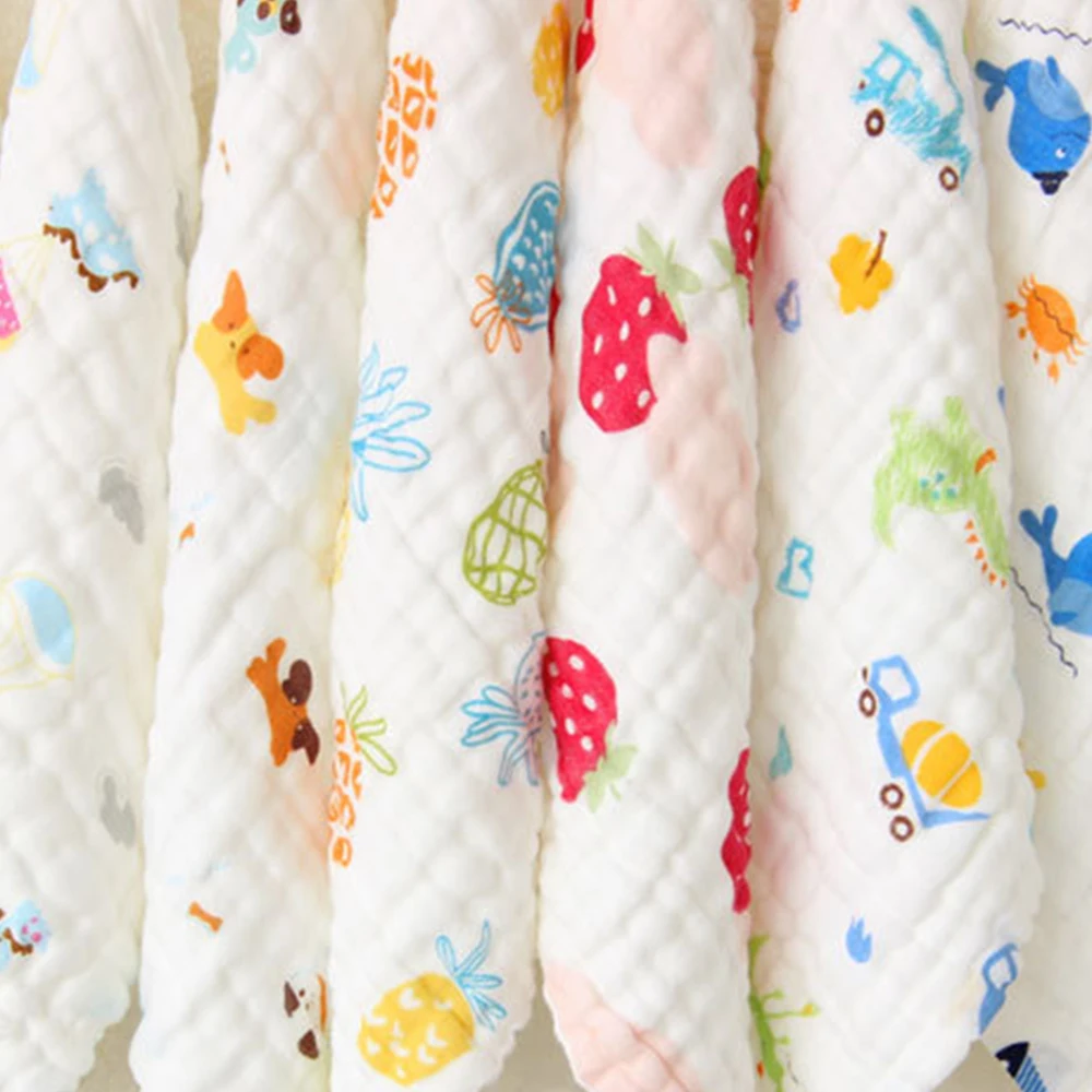 Хлопковое 6 слоев газовых квадратов детское полотенце с принтом лица полотенце для рук слюна для новорожденных Детский носовой платок для кормления маленькое полотенце