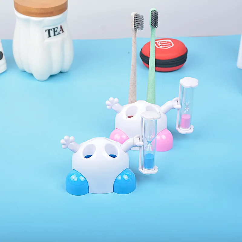 Креативный держатель для зубных щеток с песочным таймером, таймер обратного отсчета на 3 минуты, аксессуары для ванной комнаты, держатель зубной щетки для детей