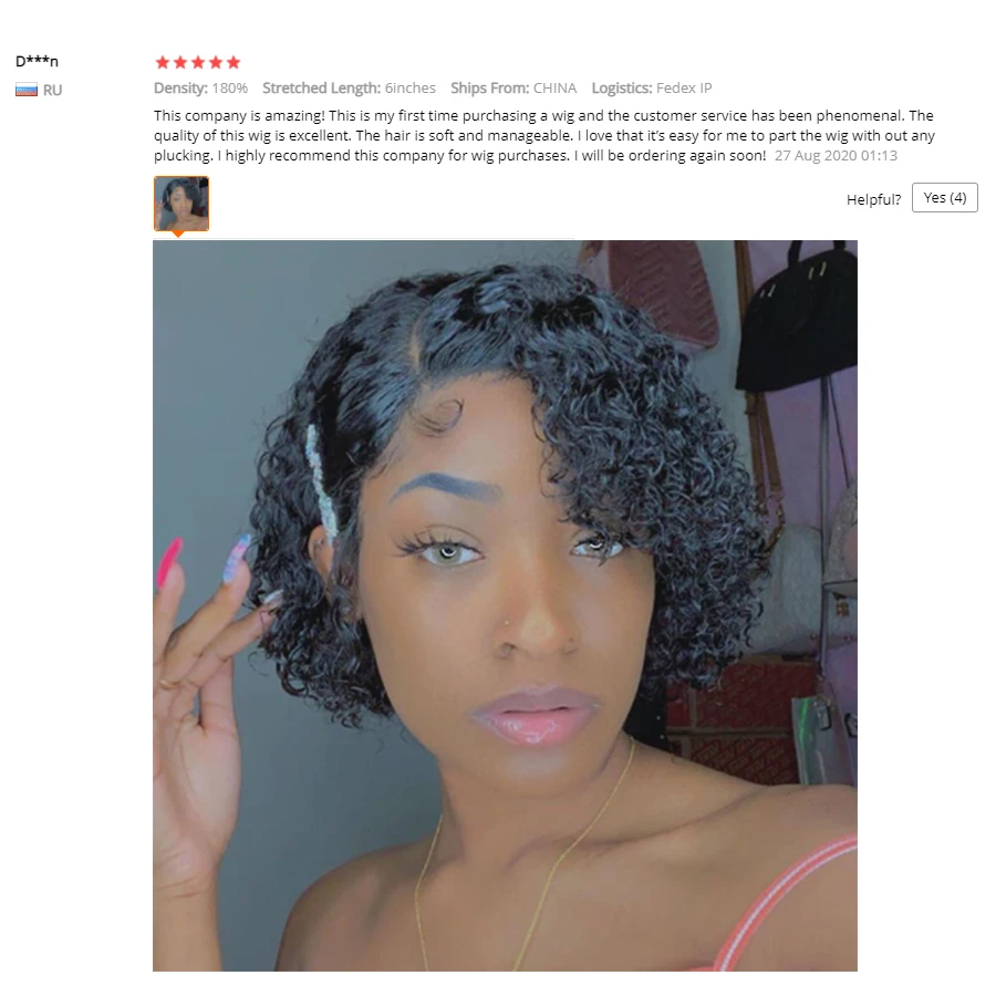 Perucas da Parte Dianteira do Laço Corte sem Corte Perucas de Renda Frente do Laço Perucas de Cabelo Onda de Água Fechamento do Laço Pixie Corte Preplucked Curto Humano Encaracolado Perucas Bob 4 Cheap Apliques com cabelo humano