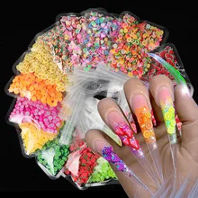 10 g/saco 3d colorido pequenas fatias de frutas lantejoulas para unhas diy design acrílico beleza polímero argila acessórios da arte do prego