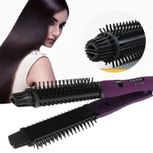 Портативный 2 в 1 керамический стайлер, выпрямитель для волос и щипцы для завивки волос, щетка для волос, Утюг, ионная керамика, объемные утюги, гребень