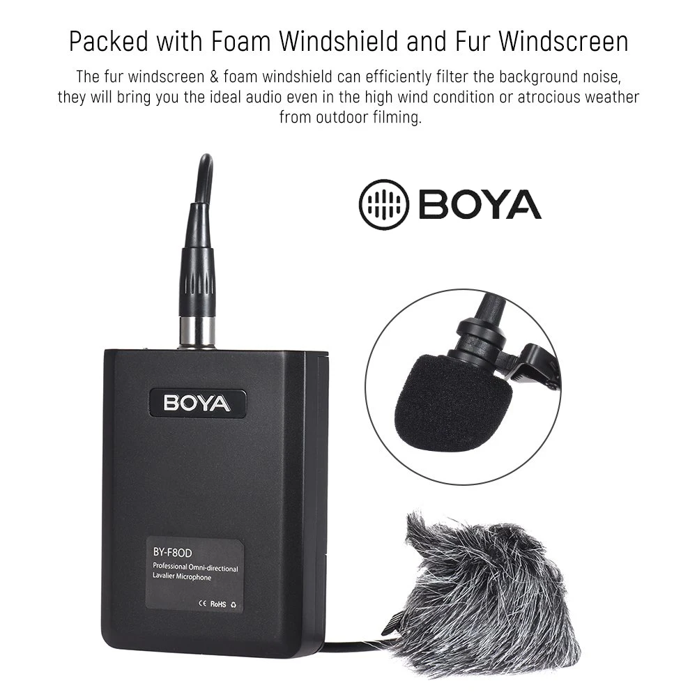 BOYA BY-F8OD Профессиональный XLR Lavalier микрофон для инструментов для вокальной акустической гитары театральной музыки для съемок фильмов