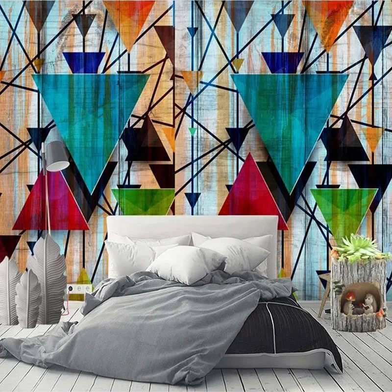 Фото обои современные 3D персональные цветные геометрические фрески гостиная ТВ диван исследование фон настенная живопись Papel де Parede