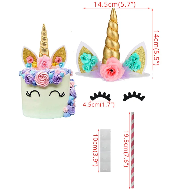 WEIGAO Bling Fairy ПВХ Топпер для торта Звезда облако Корона Радуга Единорог украшение день рождения единорог Радуга украшения торта поставки - Цвет: 1pc gold horn