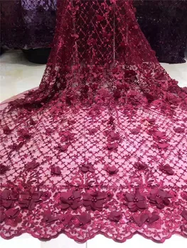 

Three-dimensional applique beaded French mesh gauze African lace Nigeria lace suitable for design dress ladies clothing skirt