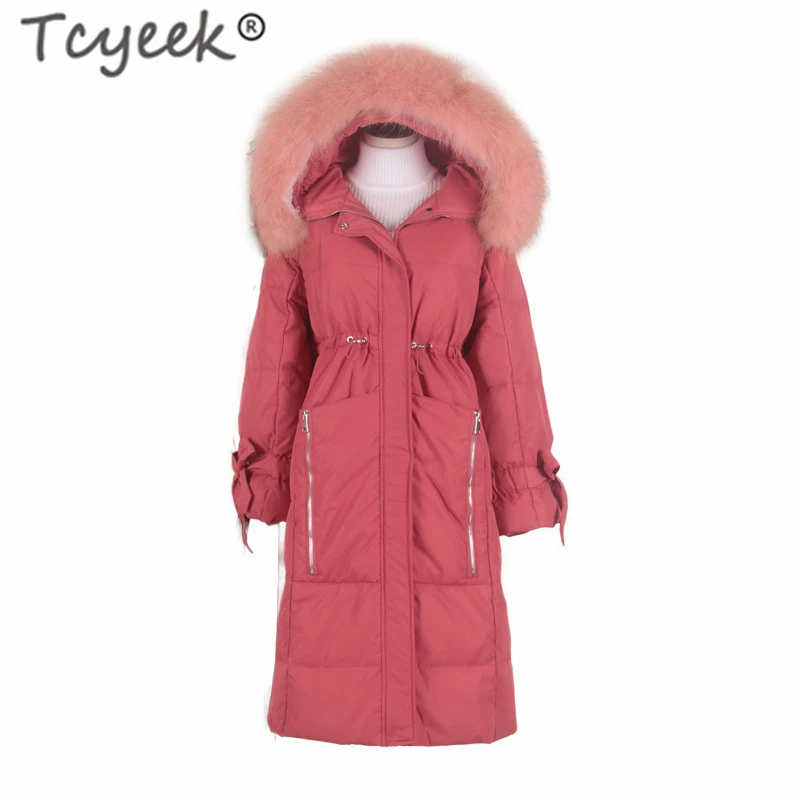 

Tcyeek Women Winter Down Jacket Long Down Coat Female Large Fur Hooded Warm Clothes Thick Slim Jackets Ladies Clothing 1819W1254