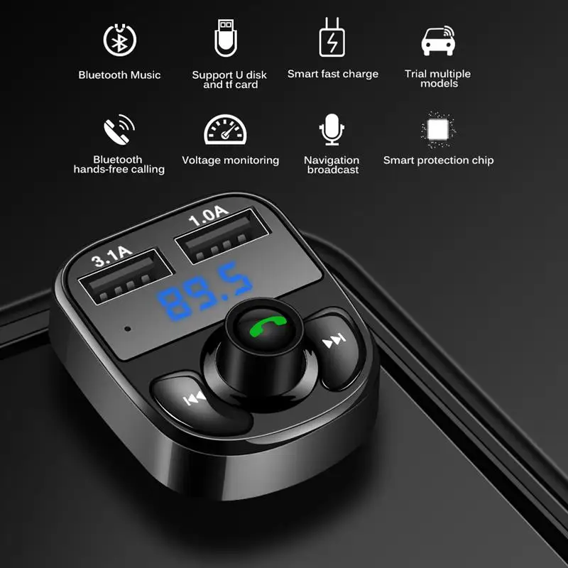 Fm-передатчик Aux модулятор Bluetooth Hands-Free Телефон Автомобильный комплект аудио mp3-плеер с 3.1A Быстрая зарядка двойной USB Автомобильное зарядное устройство