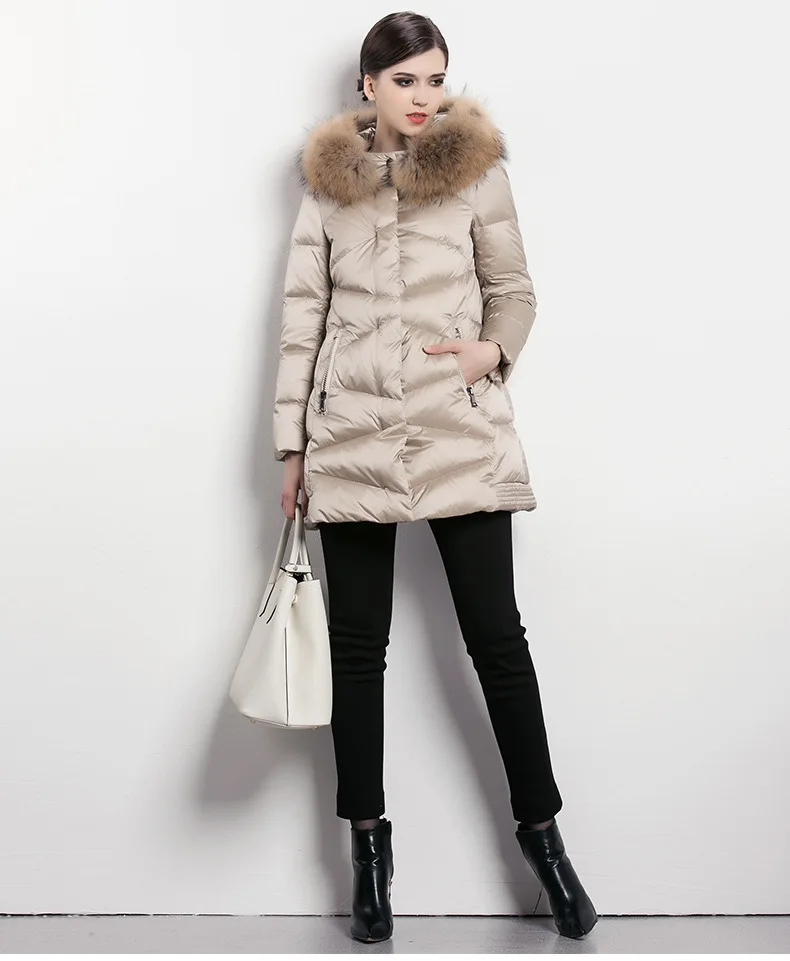 High-End Winter Elegant Korean-style Street WOMEN'S Dress Long Sleeve Hooded Slim Fit down Jacket