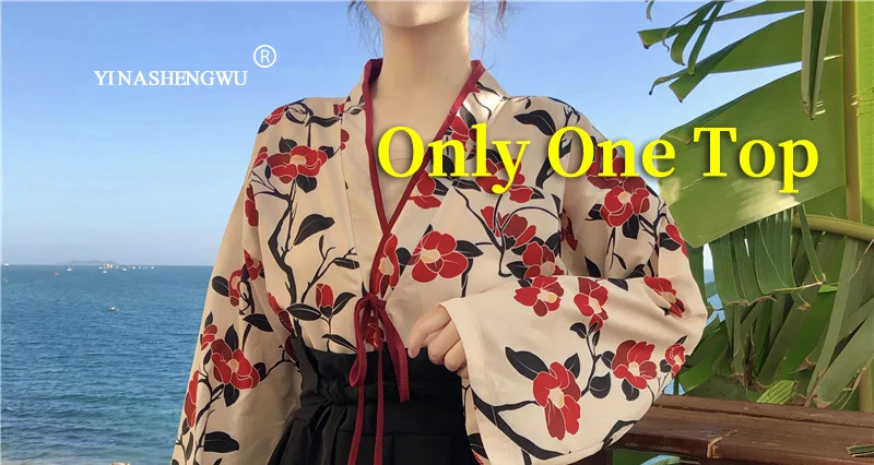 Кимоно с длинным рукавом, кардиган с принтом, кимоно, Солнцезащитная одежда, Женский карнавальный костюм, Азиатский японский традиционный Женский юката - Цвет: as picture-20.25