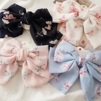 

2019 New Quality Big Large Girls' Hair Bow Broken Flower 3 Layers Chiffon Barrette Hair Clips Women Ponytail Hair Accessories