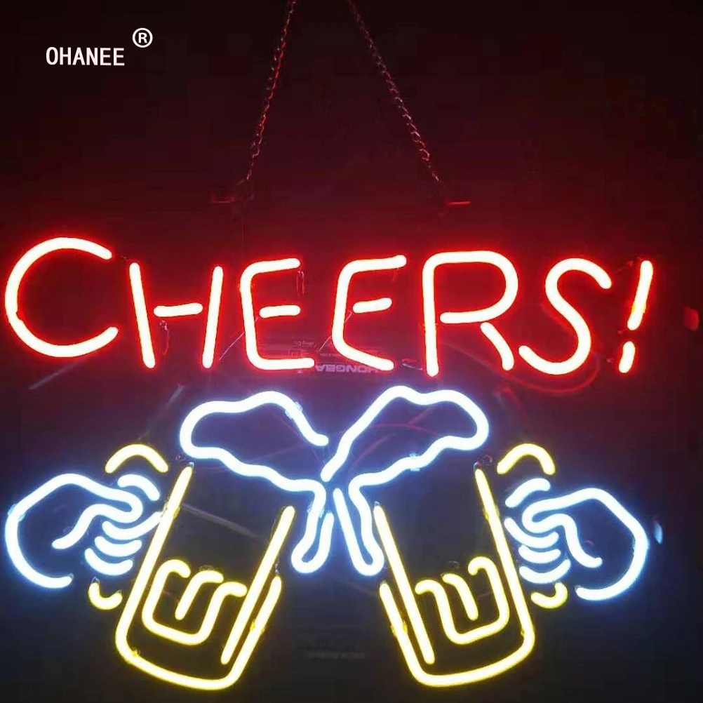 Custom Beer Bar Cheers Neon Sign Light Real Glass Tube HandMade Shop Logo Pub Store Advertise | Лампы и освещение