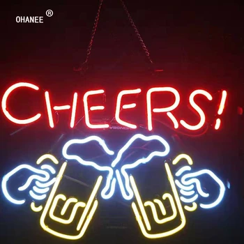 

Custom Beer Bar Cheers Neon Sign Light Real Glass Neon Tube HandMade Shop Logo Pub Store Advertise