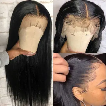 

13*4 Synthetic Wigs for Black Women Lace Front Wigs Long Straight Natural Black Straight Wig Heat Resistant Fiber Hair Wigs