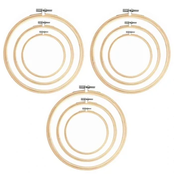 

9 Piece 6 Inch 8 Inch 10 Inch Embroidery Wreath Hoops Bamboo Circle Cross Stitch Hoop Ring for DIY Wedding Decor
