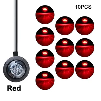 

10 Pcs Waterproof 3LED 3/4" Round Trailer Side Marker Lights Yellow White Red For Trucks Clearance Lights Truck Turn Signal Lamp
