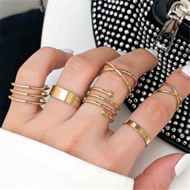 Fashion Jewelry Rings Set Hot Selling Metal Alloy Hollow Round Women Finger Ring For Girl Lady Party Wedding Gifts