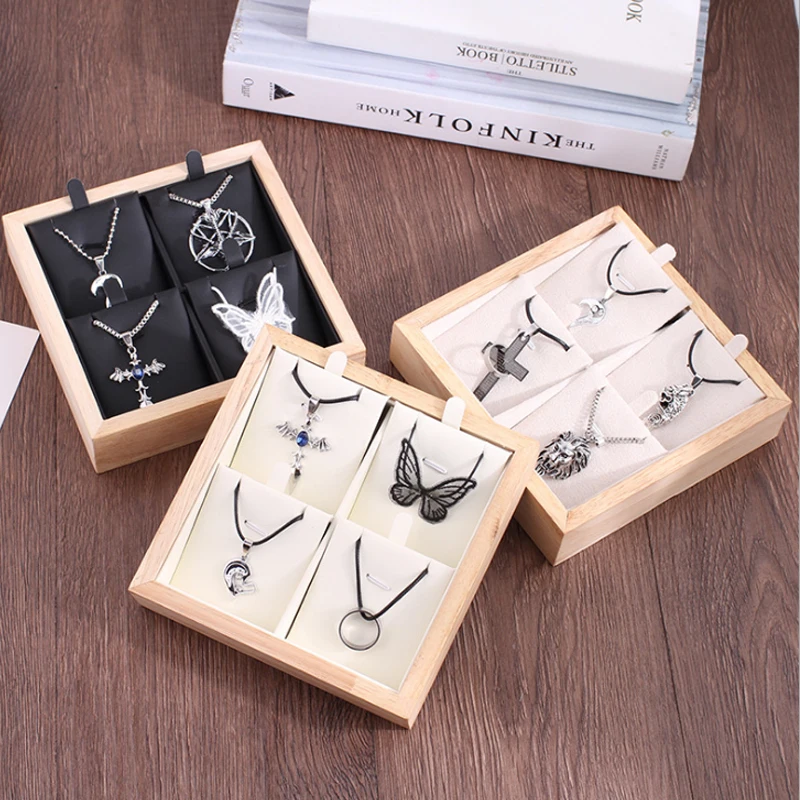 

Jewelry Organizer Stand Wood Black/white/Beige Pendant/Necklace Earring Holder Fashion Earrings Display Rack for Necklaces Rings