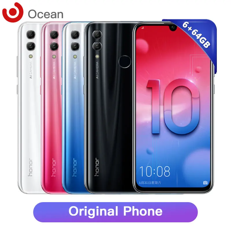 

Original Honor 10 Lite Smartphone Kirin 710 6GB RAM 64GB ROM 6.21 Inch Screen Android 9 Octa Core 3 Cameras Multi-language