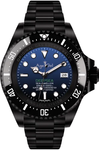 Full Black Blue Роскошные брендовые новые мужские часы из нержавеющей стали автоматические механические градиентные черные синие сапфировые керамические Безель тяжелый 44 мм - Цвет: Full Black Blue