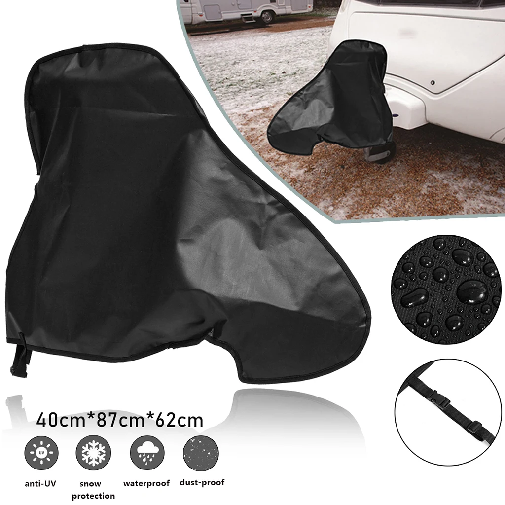 RV Caravan Trailer Towing Cover Waterproof Rain Snow Dust Protection Cover with Buckle strap UV-Blockage RV Towing Hitch