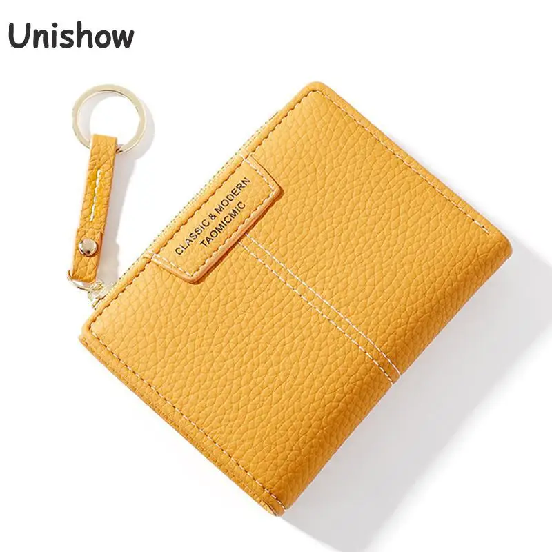 

Unishow Small Women Wallet Soft Pu Leather Female Purse Mini Hasp Card Holder Coin Short Wallet Slim Small Purse Zipper Keychain