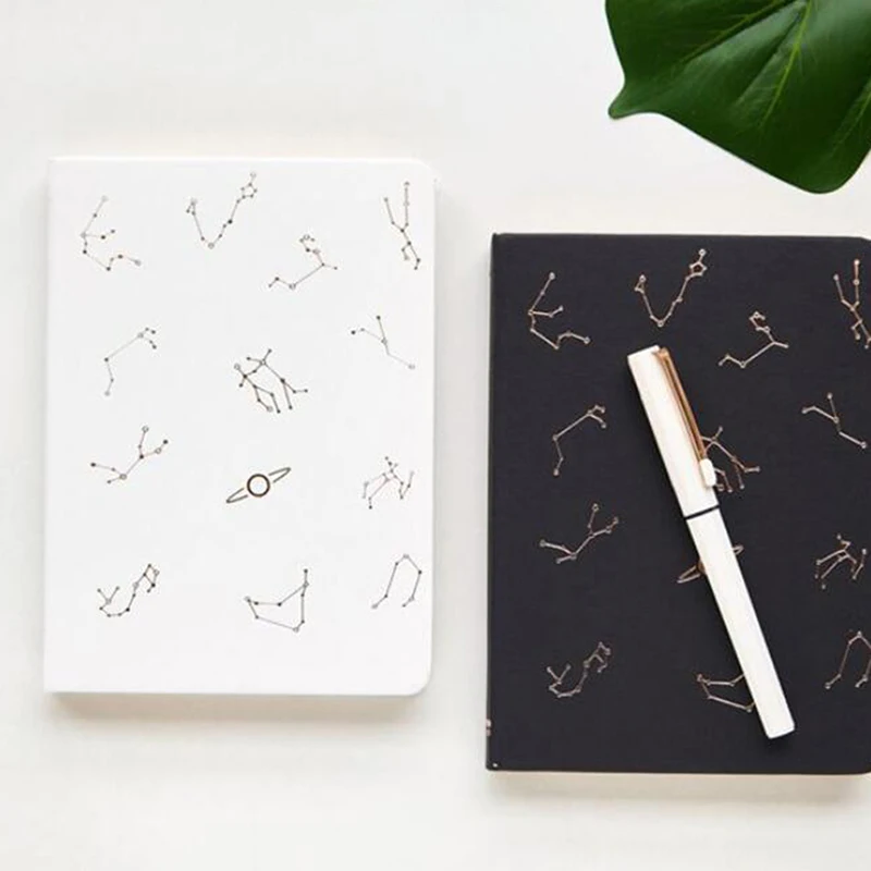 

notebook Constellation Hardcover Diary book Blank Inner Page Sketchbook Black And White Cover School Stationery Gift