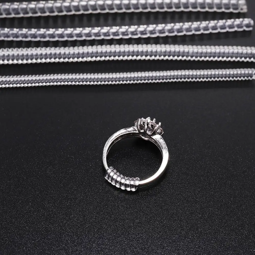 

4pcs/lot Transparent Coil Spiral Based Ring Size Adjuster Guard Tightener Reducer Resizing Tools Findings Jewelry Parts Supplies
