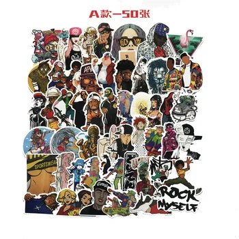 

50pcs Skr Hip Hop Stickers For Suitcase Satchel Schoolbag Book Bag Pencil Box Folder Phone Laptop Travel Luggage Cool Decals