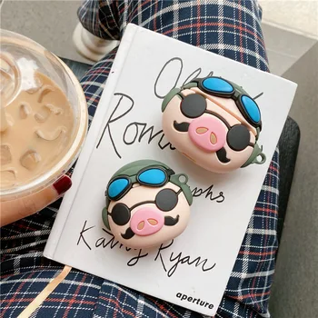 

"Earphone Sleeve Airpods1/2 Wireless Bluetooth Protective Sleeve Suitable for Cartoon Pilot Pig Apple Silicone Couple Item Type"