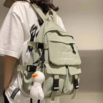 

College Girl Student Backpack Nylon Cute Women School Bag New Lady Kawaii Backpack Waterproof Embroidery Fashion Bag Female Book