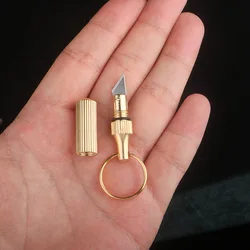 1PC Brass Capsule Mini Knife Portable Keychain Pendant Outdoor Survival Emergency EDC Tools Pocket Letter Package Opener