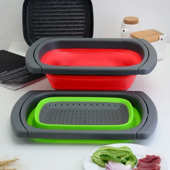 

Damask Silicone Foldable Strainer Basket Fruit Vegetable Drain Basket Washing Filter Baskets Collapsible Colander Kitchen Tool