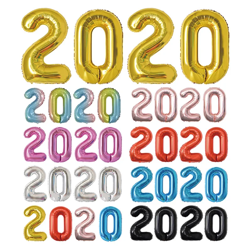 

Happy New Year 2020 Gold Number Foil Balloons 40 Inch Digital Ballon Wedding Decoration Happy Birthday Party Balloon