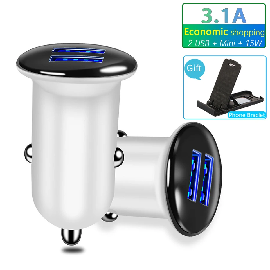 Автомобильное зарядное устройство для прикуривателя 3 1 а с двумя USB