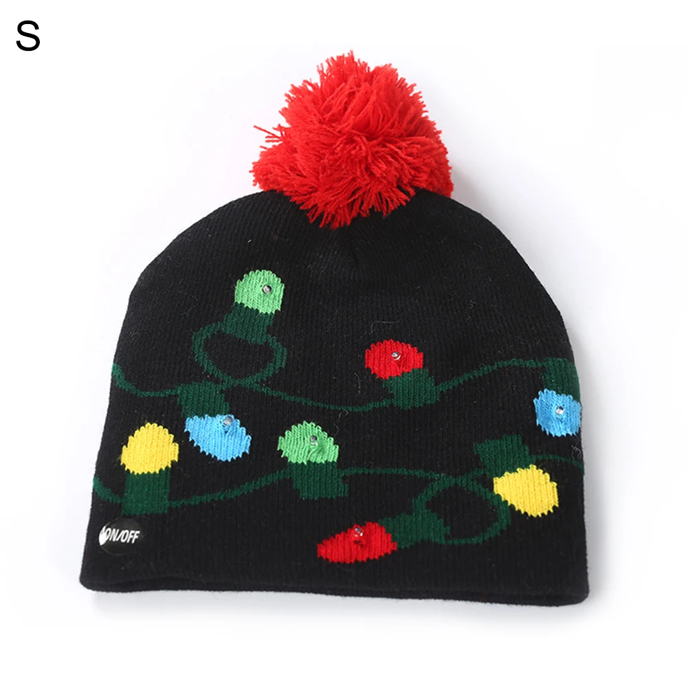 Зимняя детская Рождественская вязаная шапка, светодиодный теплый Рождественский свитер, шапка Санта-Клаус сияние, вязаная Гибкая Новогодняя шапка - Цвет: A6