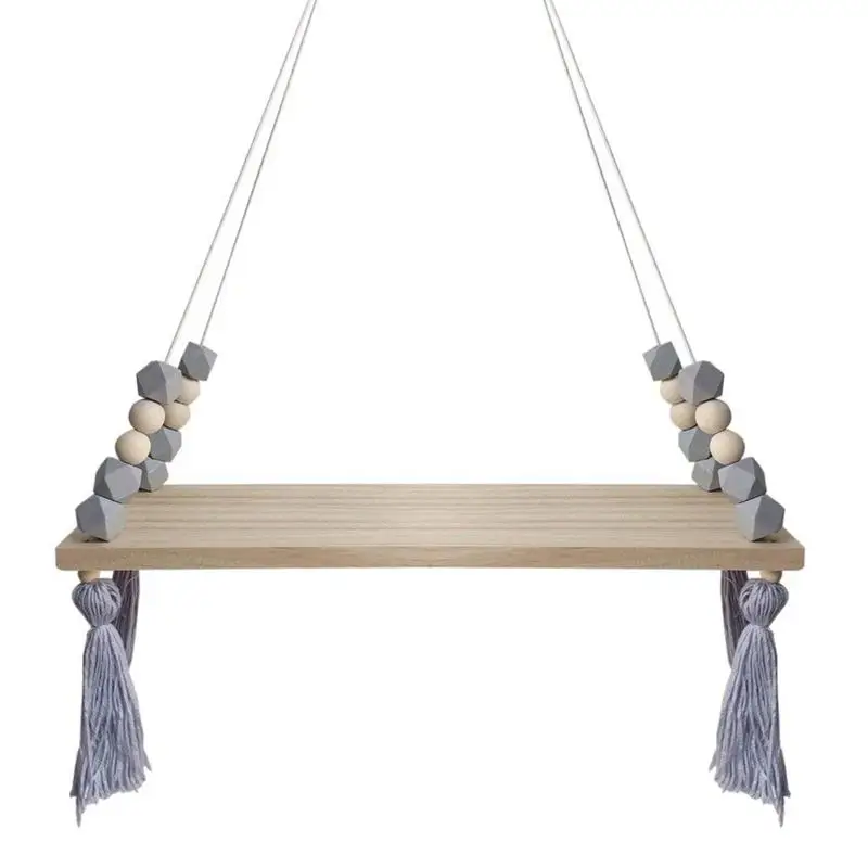 

Wall shelf Child Decorative shelf hanging with Rope and Wooden Board Ins Style Shape Princess Bedroom