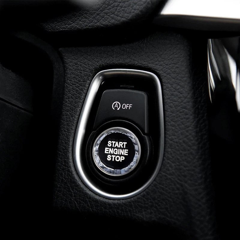 Крышка кнопки кристалла для BMW F серии F10 F20 F25 F30 F32 F34 G серии G30 G01 G02 Start Stop Замена двигателя серебристого цвета