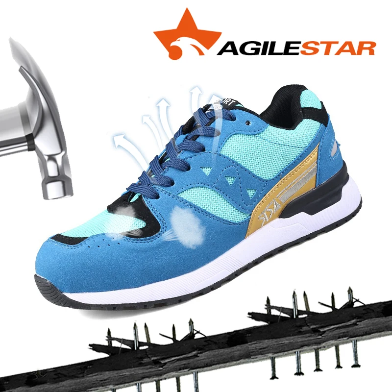 

AGILESTAR Steel Toe Shoes Anti Smashing Puncture Proof Summer Light Weight Breathable Sport Style Safety Work Shoes