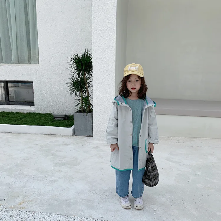 Tckids детская одежда на заказ 19 осенний японский стиль жесткий западный стиль контрастный цвет край дизайн большой плащ
