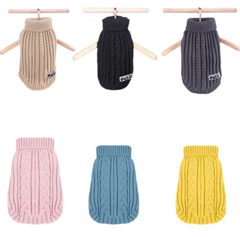 

Knitted Turtleneck Basic Sweater For Medium Large Dogs High Elastic Twist Pattern Handmade Knitwear Coat Pet Sweater Fall Winter
