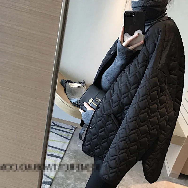 LANMREM 2020 зимнее Новое винтажное женское теплое пальто черного цвета с круглым