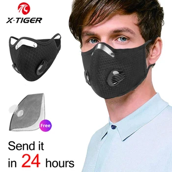 

X-TIGER Cycling Mask With Filter PM2.5 Anit-fog Breathable Dustproof Bicycle Respirator Protection Dust Mask Masque Lavable
